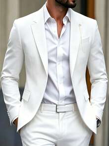 Manfinity Bizformal Men's White Woven Business Formal Suit Set - White - View 5