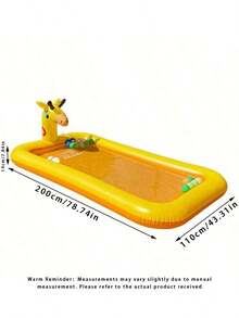 Giraffe 4-In-1 Inflatable Water Play Mat, Anti-Slip Swimming Pool Sprinkler Ball Pit And Party Ice Bucket, Thickened Backyard Pet Dog Water Toy - Elongated - View 11