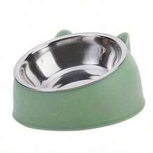 Zazumi Tazón elevado de acero inoxidable para gatos PETSIN con soporte con orejas lindas - Plato inclinado de 2 en 1 para comida y agua para protección del cuello - Multicolor - Ver 11