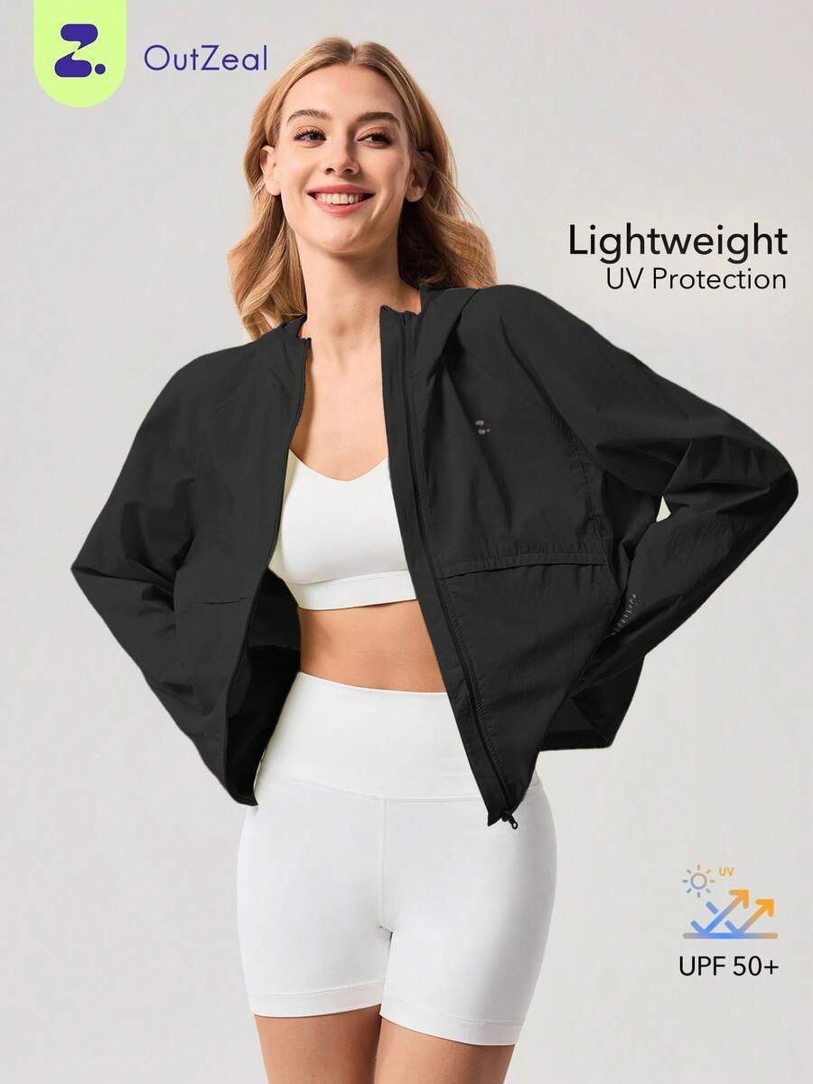 OutZeal Women Sun-Proof Jacket Daily Casual Fishing UV Protection Hooded Zip Up Outdoor Jacket Summer - Black - View 1