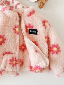 SHEIN Babygirl Autumn/Winter Cute Versatile Casual Fluffy Leopard Print Stand Collar Jacket 2pcs Set - Pink - View 4