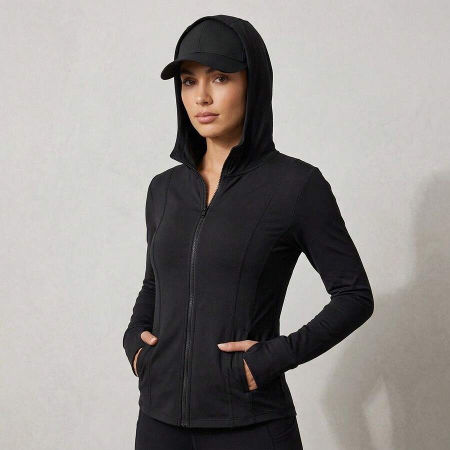 Sudadera Básica con Capucha y Cierre – Disponible en Varios Colores - Negro - Ver 1