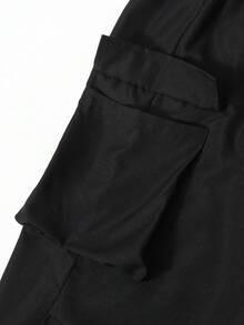 SHEIN 青少年女孩數字貼布印花短袖T恤與工裝褲兩件套 開學季 - 粉色 - 查看 3