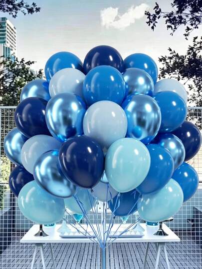MINKOJA 30/40/53 piezas Globos de látex Azul metálico, Azul perla, Azul marino y Globos de látex con confeti Set para decoraciones de fiesta de cumpleaños, boda, graduación, vuelta a la escuela, Día de San Valentín, aniversario