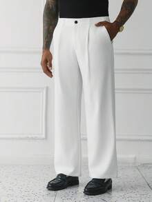 HUEFORM Men's Old Money Minimalist Mature Style White Straight  Fit Pants, .Wrinkle-Resistant Fabric, Easy To Care For-A Must-Have Item.Suitable For Everyday - White - View 5
