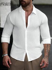 Manfinity CasualCool Men's Casual Versatile Solid Color Shirt - White - View 6