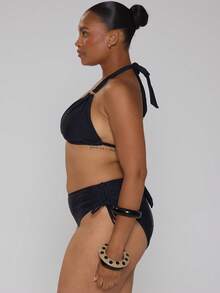 MUSERA Curve White Ruched Back Tie Bikini Top - Black - View 3