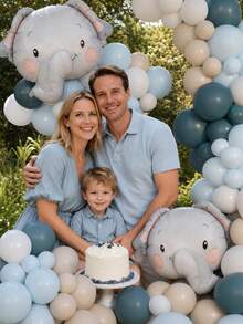 MINKOJA MINKOJA 110 pièces Guirlande de ballons éléphant avec ballon en feuille d'aluminium éléphant, ballons de fête bleu poussiéreux pour décoration de baby shower, anniversaire, révélation de genre, fournitures de fête - Voir 6