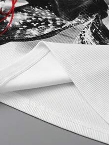 ROMWE MEN Goth Men's Letter Print Crew Neck Casual Versatile Tank Top - White - View 6