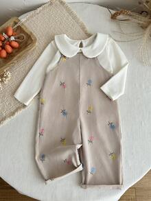 LMoss Kids 女嬰編織刺繡吊帶休閒連身褲 - 彩色 - 查看 3