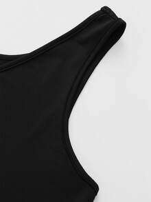 EMERY ROSE Women's Plus Size Knit Elastic Fabric Contrast Lace Casual Vacation Camisole - Black - View 12