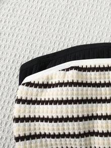 SHEIN Tween女孩簡約純色條紋舒適親膚內墊抹胸內衣，2件組 - 彩色 - 查看 3