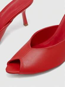 CUCCOO BIZCHIC Women's Spring And Summer New Classic Workplace Simple And Versatile Romantic Sexy Pointed Muller Drag High-Heeled Sandals - Red - View 9