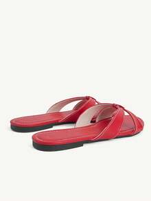 CUCCOO CHICEST Black Cross-Strapped Sandals Women's Simple Korean Version Flat-Bottomed Slippers Summer Wear Non-Slip Soft-Soled Sandals - Red - View 6