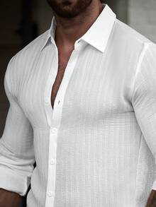 Manfinity CasualCool Men's Casual Versatile Solid Color Shirt - White - View 3