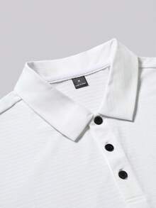 Manfinity Homme 男士夏季休閒純色短袖 Polo 衫 - 白色 - View 4