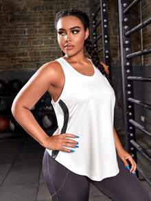 Rhythm Era 3pcs Plus Size Colorblock Print Sports Tank Top Set - Multicolor - View 7