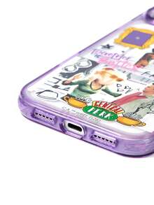 FRIENDS X SHEIN Pattern With Pattern Transparent Purple Mobile Phone Case, Anti-Drop Protective IPhone11-17 Mobile Phone Case - Multicolor - View 5