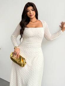 Firerie Plus Size Women Solid Color Pleated Elegant Waist-Cinching Party Evening Date Night Travel Dress Festival Outfits White Dresses Wedding Guest Autumn - Apricot - View 5