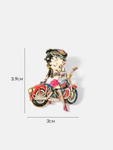 Betty Boop x SHEIN 1件新款創意卡通圖案胸針，IP聯名設計，可愛個性化，簡約大方，也可作為包包配飾與穿戴飾品 - 彩色 - 查看 6
