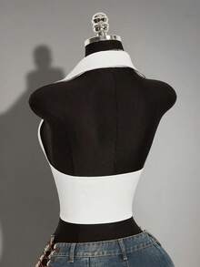 SHEIN ICON Y2K女款白色哥德風拿破崙式純色拉鍊休閒百搭日常旅行背心外套 - 白色 - 查看 12