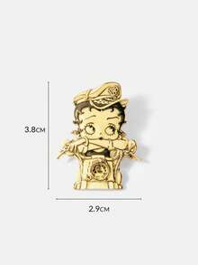 Betty Boop x SHEIN 1PC New Creative Cartoon Pattern Brooch, IP Joint Design, Cute Personalized, Simple And Generous, Can Also Be Used As Bags, Wear Accessories, Suitable - Gold - View 6