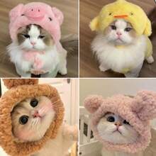 毛絨寵物頭飾，趣味 Cosplay 裝飾帽子，適合小型犬、貓、比熊，可愛拍照造型頭套，適用 2-7kg 寵物，聖誕白色兔子寵物頭飾，萬聖節可愛寵物拍照道具頭飾 - 白色 - 查看 4