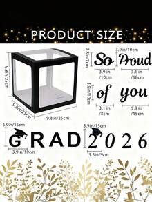 13件組 2026畢業裝飾－黑白氣球盒附GRAD字母，2025/2026派對用品，適用幼兒園、幼稚園、高中、大學 - 多色 - 查看 6