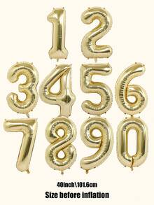 MINKOJA 2pcs 40 Inch (Approx 101.6 Cm) Platinum Giant Number Helium Foil Balloons, Large Digit Balloons For Birthday Party, Graduation, Anniversary, Party Decor - gold - View 3