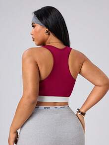 SHEIN Rhythm Era Plus Size Women's Sports Bra - Burgundy - View 2