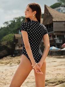 Swim SPRTY 女款基礎運動短袖高衩連身泳衣 - 彩色 - 查看 2