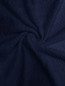Coeurva 休閒女款扭結全身印花修身洋裝 - 藏蓝色 - 查看 7