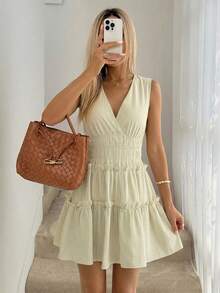 Easowa Women's Summer Casual Cute Elegant Sequin White Sleeveless Short Dress Vacation - Multicolor - View 2