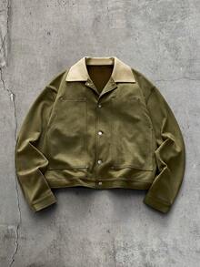 AXEPEAK Men's Casual Colorblock Collar Jacket, Spring/Autumn - Green - View 1