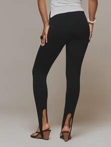 MUSERA Black Low Waist Detail Leggings Pants Summer Fall Winter Day Outfit Womens Outfit - Black - View 4