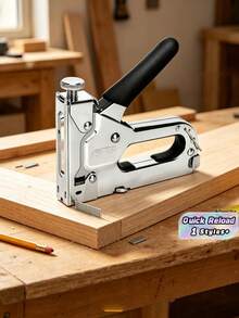 1pc 3-In-1 Heavy Duty Stapler Set For Fixing Materials, Decoration, Woodworking, Furniture, Doors & Windows – Durable & Multi-Purpose Tool - Silver - View 1