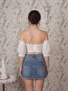 SHEIN 1件裝浪漫蕾絲睫毛設計鋼圈長肩帶內衣 - 白色 - 查看 4