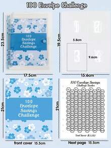 100天储蓄挑战存钱活页夹，内含现金信封，省钱指南，精明预算储蓄挑战手册，返校季必备 - 彩色 - 查看 4