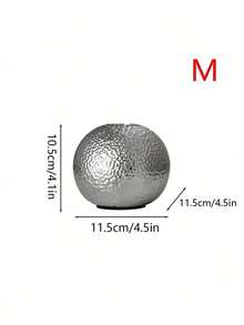 1 Pc Nordic Modern Minimalist Silver Plated Hammered Round Ball Ceramic Hydroponic Vase, Creative Desk Table Centerpiece Decor For Living Room TV Cabinet Office Home Display - 1PC - View 9