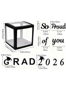 13件組 2026畢業裝飾－黑白氣球盒附GRAD字母，2025/2026派對用品，適用幼兒園、幼稚園、高中、大學 - 多色 - 查看 5