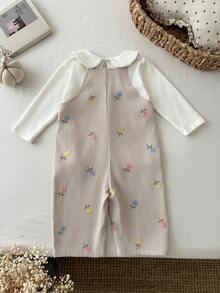 LMoss Kids 女嬰編織刺繡吊帶休閒連身褲 - 彩色 - 查看 2