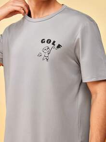 SHEIN Thin Short Sleeve Men's Casual Minimalist Loungewear Set - Grey - View 5