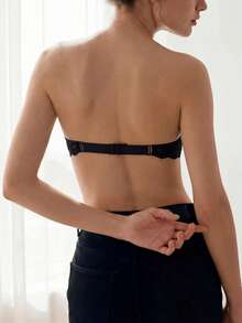Liftille Simple & Sexy Lace Spliced Front Closure Strapless Bra Lingerie - Black - View 2