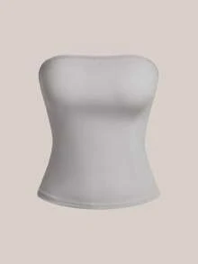 Barelissa 1pc Women's Solid Color Comfortable Base Layer Top - Grey - View 1