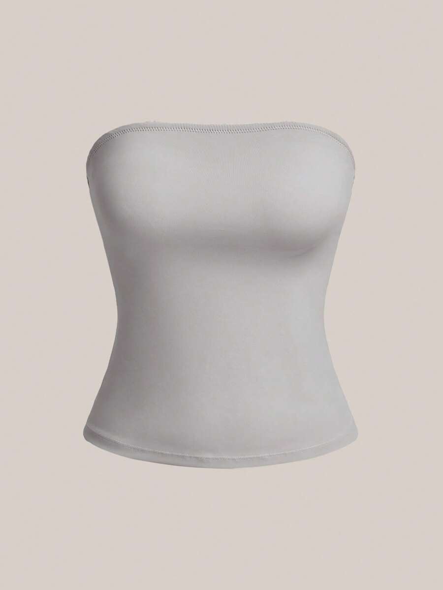 Barelissa 1pc Women's Solid Color Comfortable Base Layer Top - Grey - View 1