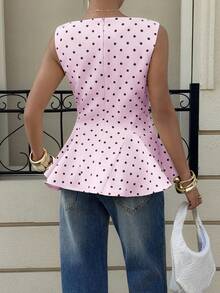 Siren Gaze Spring/Summer New Polka Dot Sleeveless Tank Top For Women Brunch Pink Polka Dot Romantic - Pink - View 2