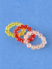 Popjeli 3-Piece Color Laser Beaded Bracelet, Simple Multi-Purpose Stackable Jewelry, Minimalist/Vintage/Elegant, Perfect For Mom/Lady/Girl/Mother, Summer/Beac - Multicolor - View 4