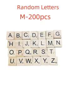 SHEIN 100pcs/200pcs Wood Letter Tiles,Scrabble Letters For Crafts, DIY Wood Gift Decoration, Making Alphabet Coasters And Scrabble Crossword Game - Multicolor - View 8