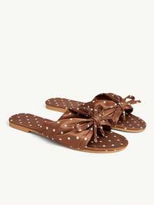 CUCCOO CHICEST Women's Elegant Gentle Style Brown Satin Bow Sandals, Suitable For Dating, Shopping And Vacation Outfits - Brown - View 2