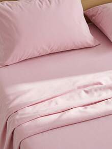 Veyra Day 4pcs/Set 100% Polyester Sheet Set Easy Care Bedding Set Fitted Sheet Set (1pc Flat Sheet+1pc Fitted Sheet+2pcs Pillowcases) Fitted Sheet Set King Queen Full TWIN SIZE Sheet Deep Pocket Up To 35cm , Breathable Better For Sleep - Baby Pink - View 10